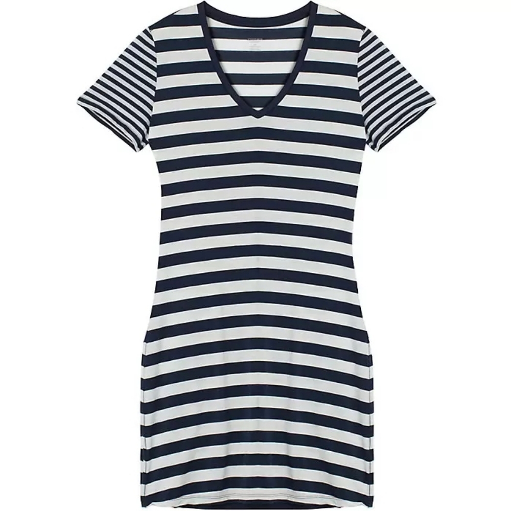 ICEBREAKER Tech Lite SS V Stripe Dress, Merino